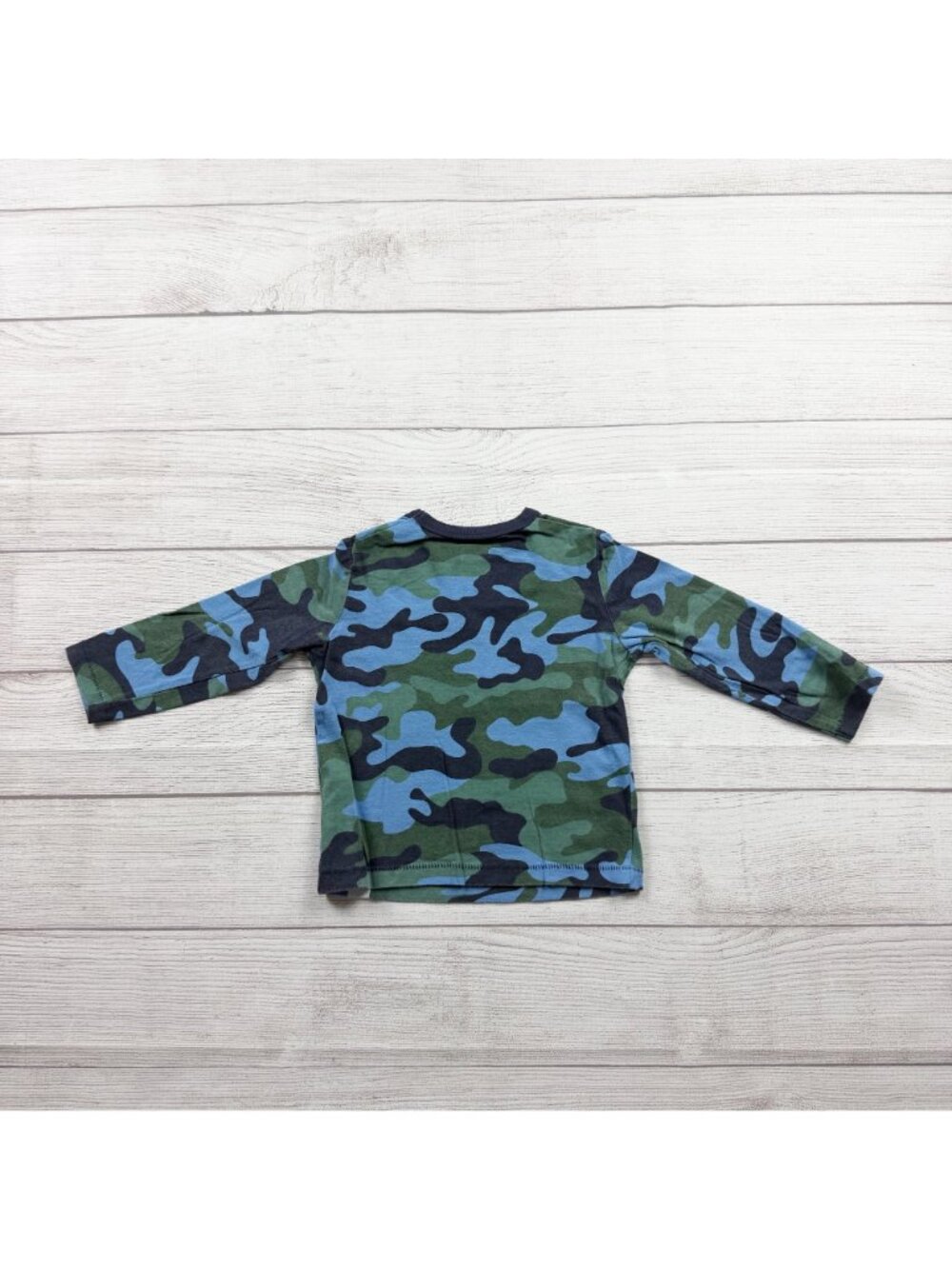 Gap Toddler Camo Long Sleeve Shirt Green Blue Crewneck 18-24 Months - Picture 3 of 3